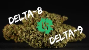 Delta-8-THC vs. Delta-9-THC, symbolisiert den Vergleich zwischen den beiden Cannabinoiden.